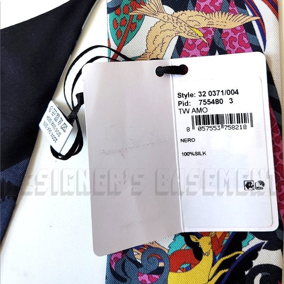 SALVATORE FERRAGAMO pink AMO Jungle 2-sided skinny TWILLY silk twill scarf +🎁 - Picture 6 of 7